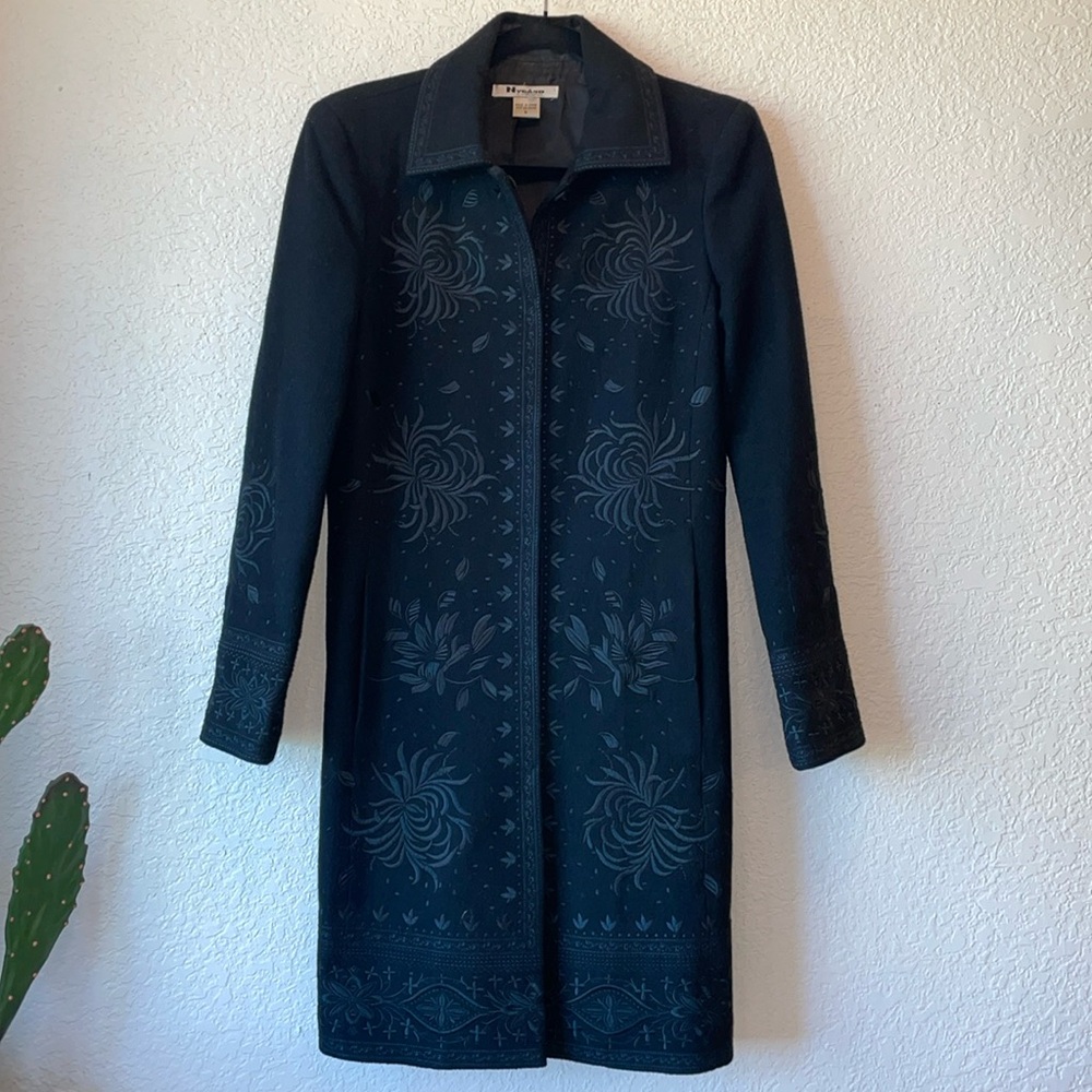 Nygard Collection Wool blended long black coat. Size 6